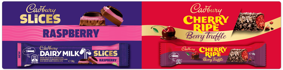 Cadbury Raspberry Slices and Cherry Ripe Berry Truffle